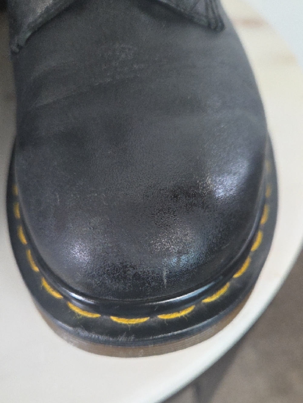 Dr. Martens Black Leather 8-Eye Lace Boots with Yellow Stitching Size 8 - Picture 7 of 8